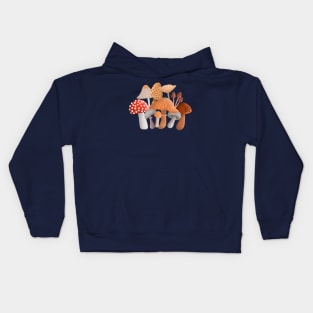 Mushrooms on Mossy Blue Kids Hoodie